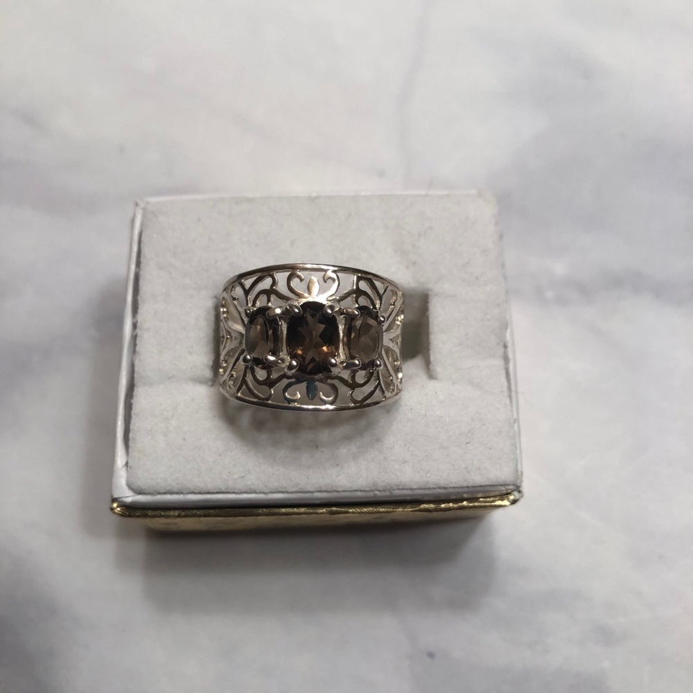 Smoky Quartz Trilogy Ring